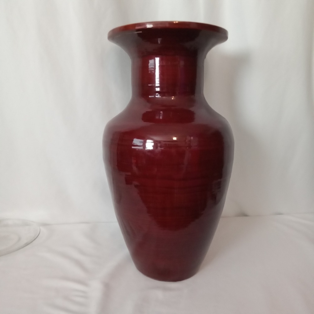 Target Bamboo Floor Vase Burgundy Red Lacquered Gloss Large 18 inch ID67412-0013